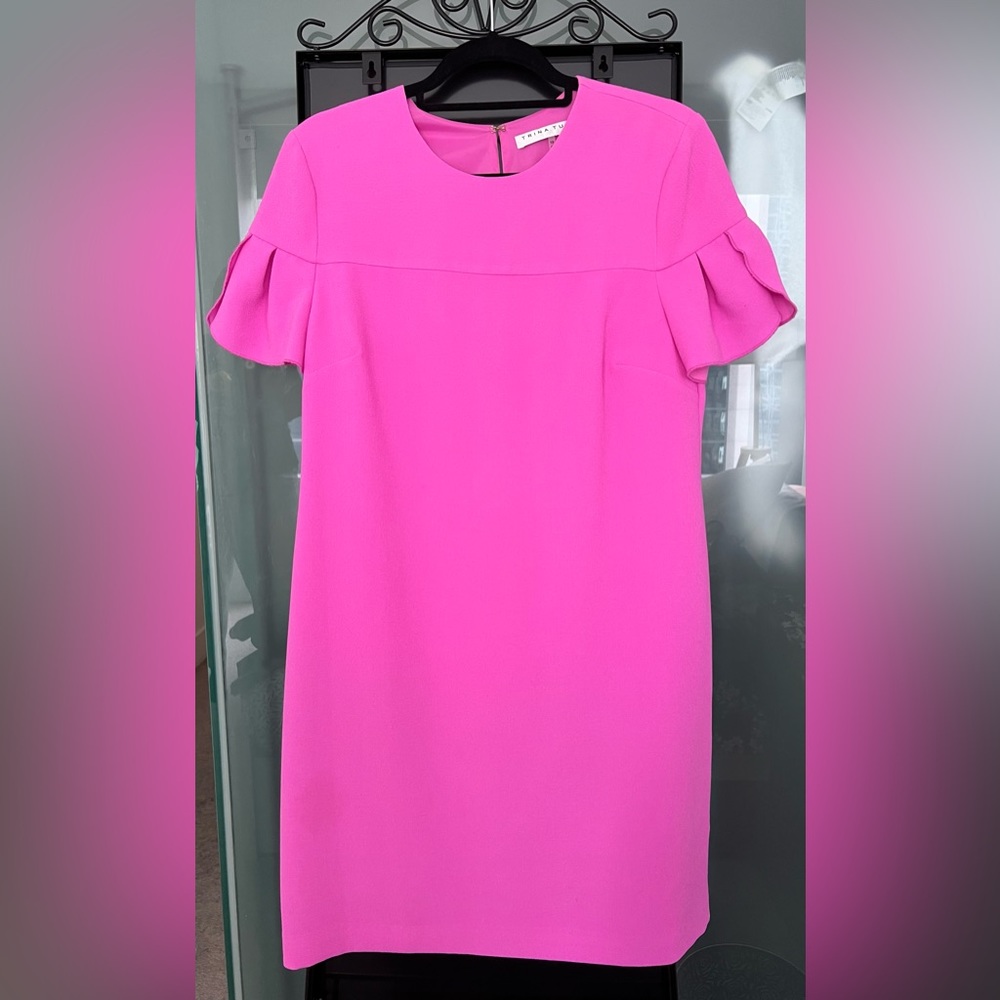 Trina Turk Hot Pink Mini Dress with Ruffle Sleeves